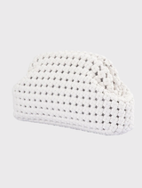 Everly Hand Woven Clutch - White