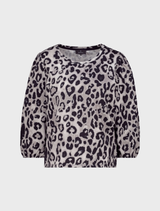 Sweatshirt With Leopard Print - Greige Pattern