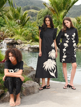 Three-Mendous Blooms Dress - Black & Cream