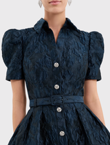 Cascades Short Sleeve Midi Dress - Teal