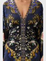 Wide Sleeve Gathered Midi Dress - Notes From The Blue Room
