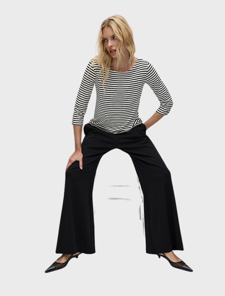 Relaxed Boat Neck - Black/Vanilla