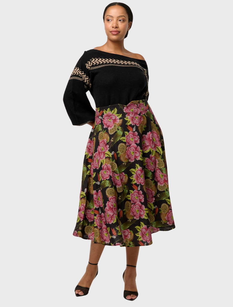 Estrella Linen Viscose Skirt - Winter Granadilla