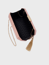 Lia Facetted Clutch - Blush/Gold Hardware