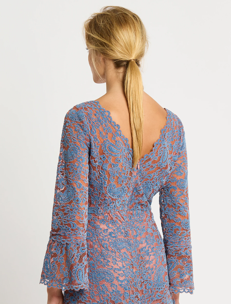 Valentina Dress - Blue-Apricot