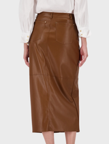 Imitation Leather Skirt - Whisky