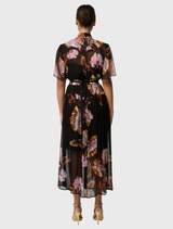 Ceres Sheer Viscose Chiffon Dress - Sunset Orchid