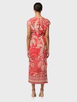 Monique Draped Neck Cupro Viscose Stretch Column Dress - Crimson Palms