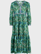 Tier She Goes Dress - Green/Blue