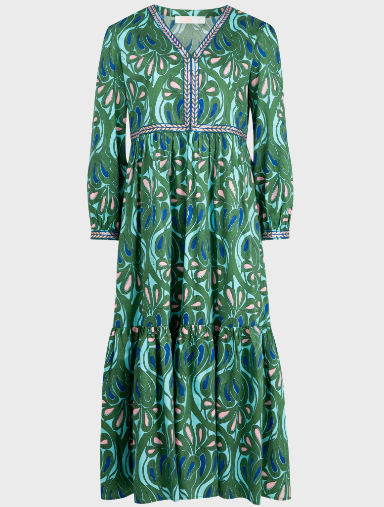 Tier She Goes Dress - Green/Blue