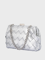 Quinn Woven Clutch - Silver