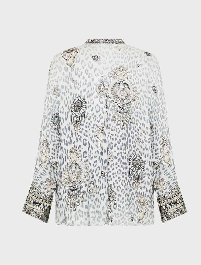 Relaxed Placket Detail Shirt - Marble heaven