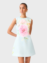 Harper Shift Mini Dress - Baby Blue Floral