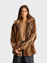 Polki Faux Fur Hooded Coat - Camel