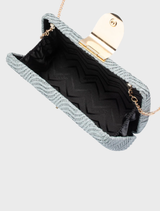 Lindy Woven Clutch - Blue