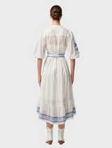 Gabriette Embroidered Cotton Slub Dress - Milk