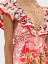 Frill Neck Dress With Hardware - Pink Porto