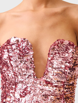 Alissa Sequin Strapless Gown - Pink