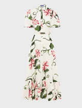 Becca Short Sleeve Midi Dress - Vine Print in Snow