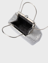 Mimi Ball Mesh Frame Bag - Silver