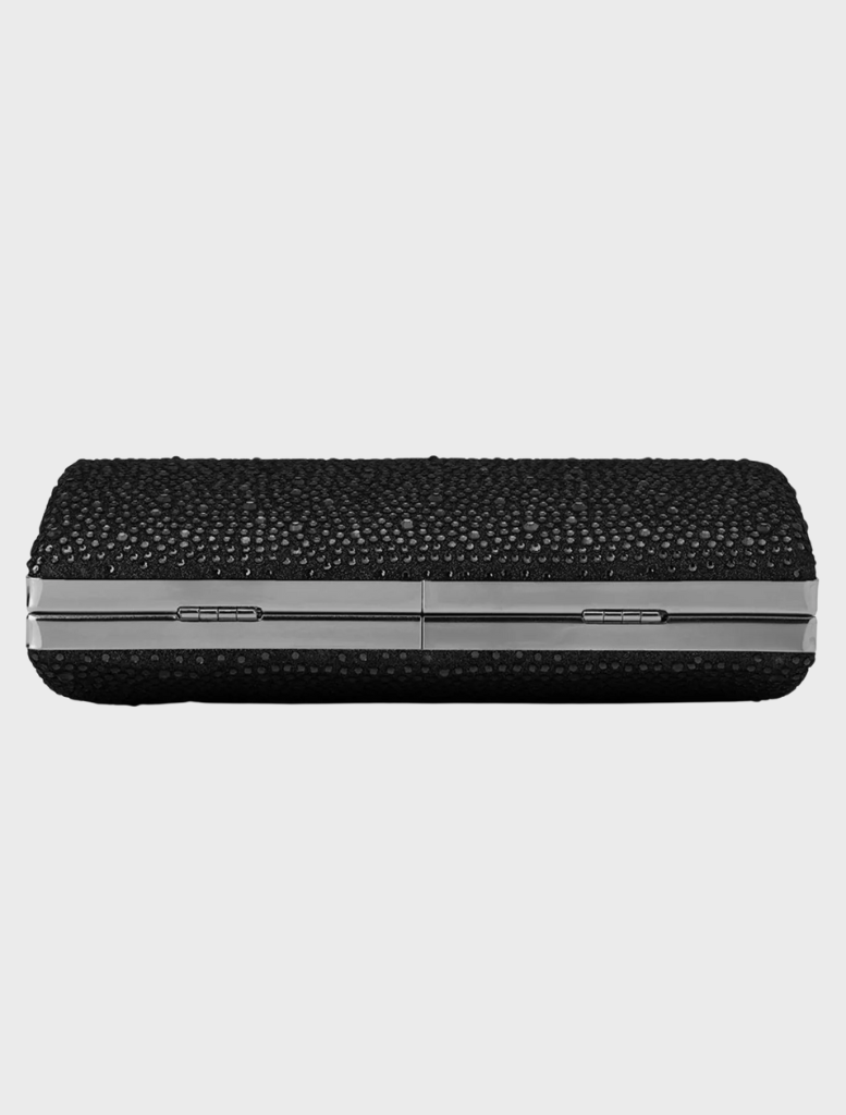 Gabby Metallic Hot Fix Clutch - Black