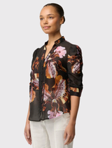 Calantha Cotton Silk Sleeve Shirt - Sunset Orchid