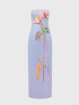 Rayna Embroidered Bustier Maxi Dress - Rose in Periwinkle