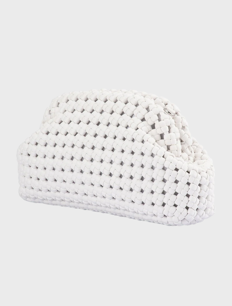 Everly Hand Woven Clutch - White
