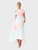 Harper Asymmetrical Gown - Baby Blue Floral