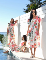 Gather Around Girls Dress - White Floral