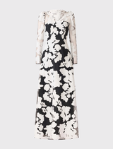 Bloomnoir Long Sleeve Maxi Dress - Black & White