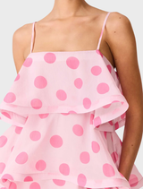 Sola Polkadot Tiered Maxi Dress - Pink