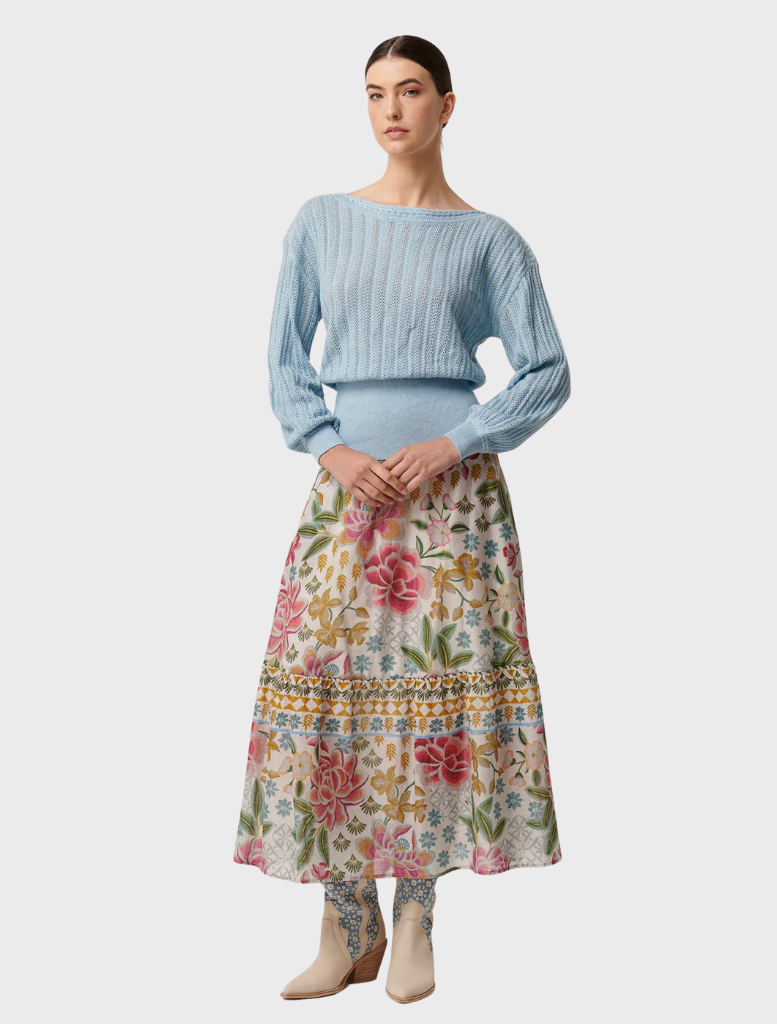 Marley Merino Cotton Knit Top - Cornflower