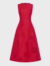 Cleo Appliqué Sleeveless Midi Dress - Scarlet