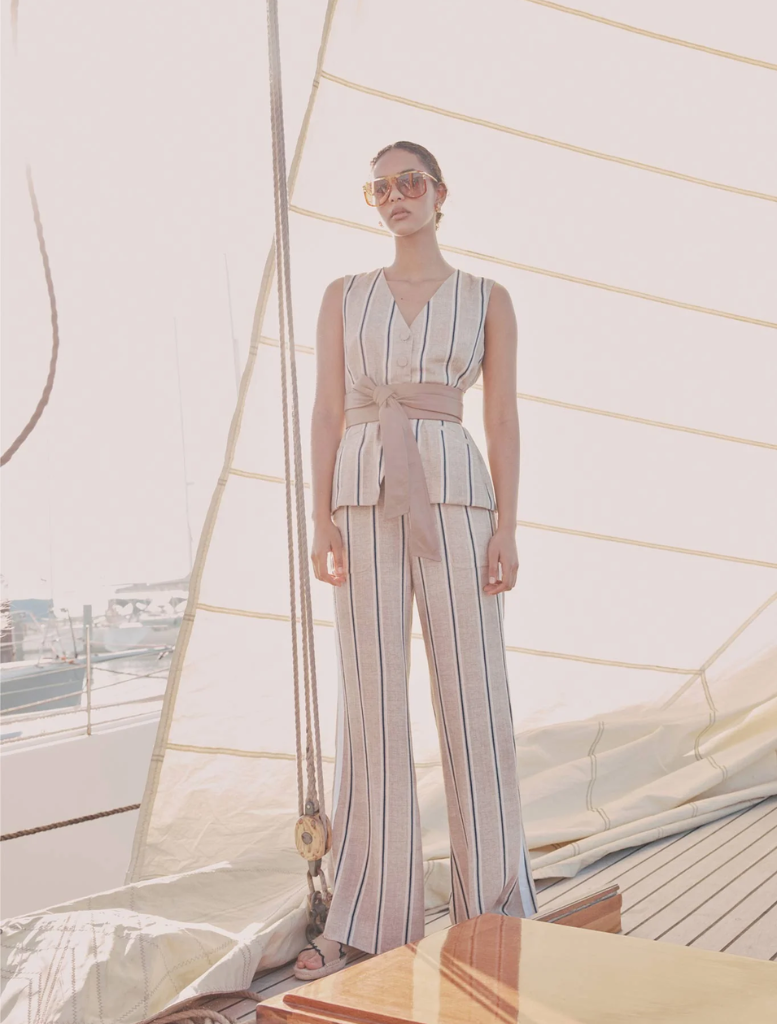 Grace Linen Vest - Cruise Stripe
