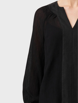Lucent Crinkle Cotton Silk Blouse - Black