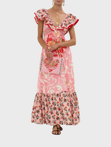 Frill Neck Dress With Hardware - Pink Porto