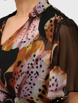 Ceres Sheer Viscose Chiffon Dress - Sunset Orchid