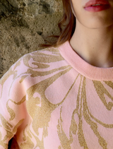 Gossip Swirl Make Knit Happen Sweater - Pink / Gold