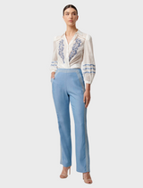 Fleurine Embroidered Cotton Slub Shirt - Milk