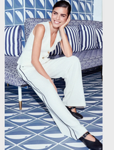 Fabric Trousers In Jogger Style  - Pearl White