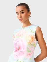 Harper Shift Mini Dress - Baby Blue Floral