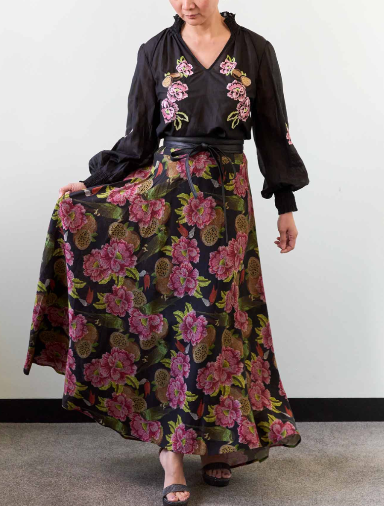 Estrella Linen Viscose Skirt - Winter Granadilla
