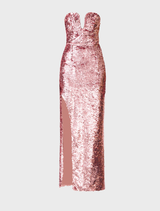Alissa Sequin Strapless Gown - Pink