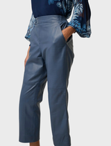 Montoya Cropped Leather Straight Leg Pant - Stonewashed Blue