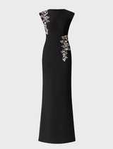 Veda Boatneck Sequin Gown - Black