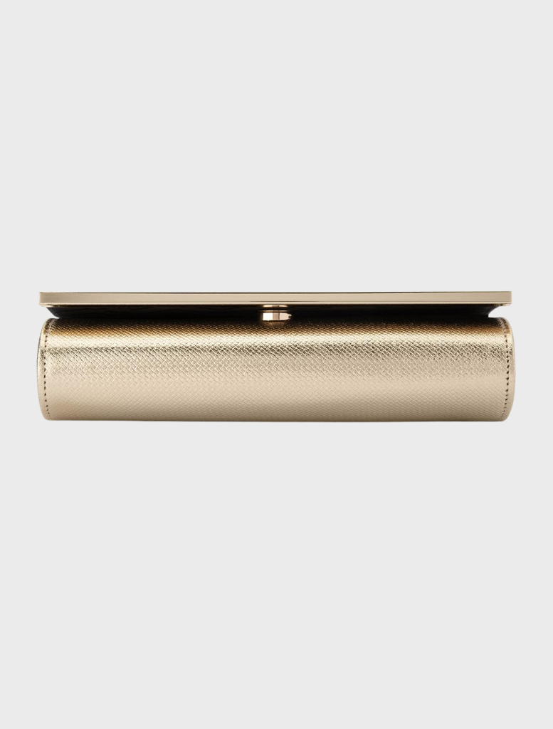 Maddie Metallic Embossed Foldover Clutch - Gold