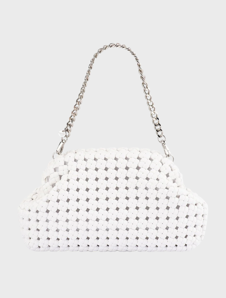 Everly Hand Woven Clutch - White