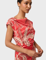 Monique Draped Neck Cupro Viscose Stretch Column Dress - Crimson Palms