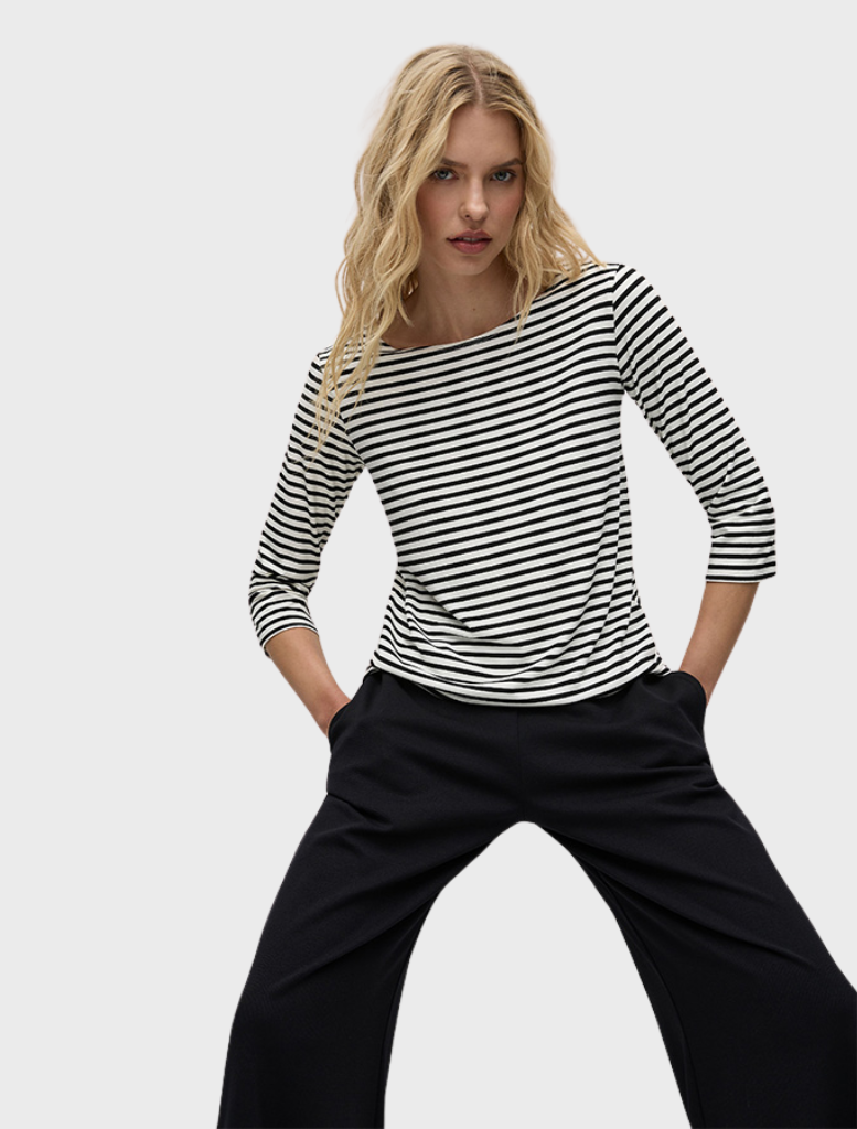 Relaxed Boat Neck - Black/Vanilla